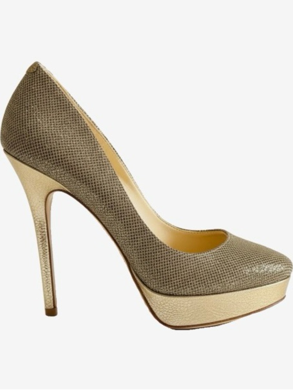 🛍️ Jimmy Choo Authentic Gold Glitter Fabric Eros Platform Pump